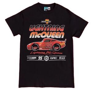 Cars Unisex Adult Race Lightning McQueen T-Shirt / Black